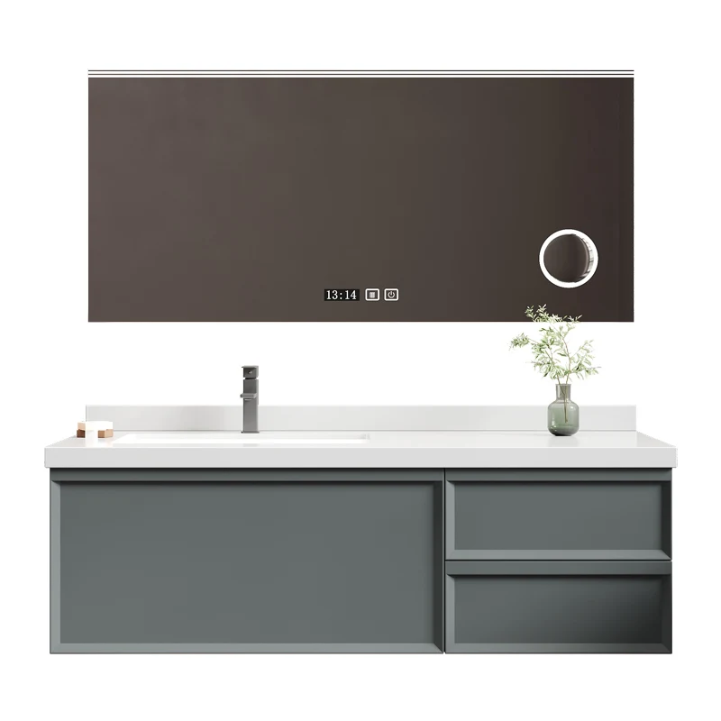 XC Stone Plate Bathroom Cabinet Combination Light Luxury Solid Wood Bathroom Smart Washstand Wash Basin Wash Modern