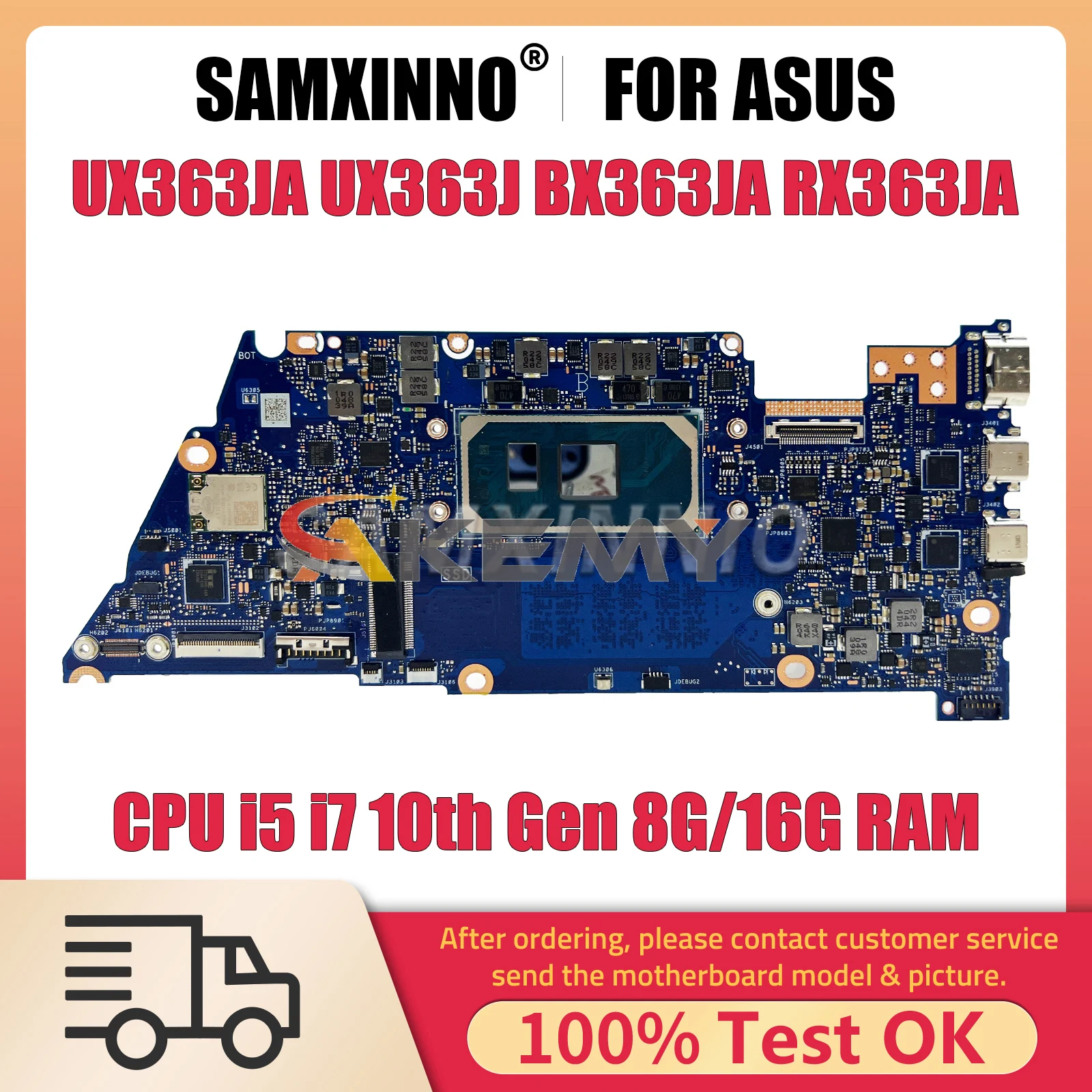 

SAMXINNO UX363JA Motherboard For Asus Zenbook Flip UX363J BX363JA RX363JA Laptop Motherboard with i5 i7 10th Gen CPU 8G/16GB RAM