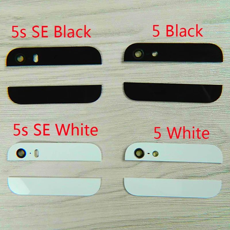 Top and Bottom Back Glass Replacement Panel For iPhone 5 5s SE Black Or White Color with 3m Adhesive Tape