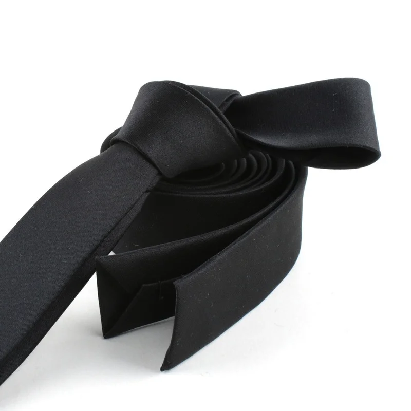 Fashion Casual 3.5cm/8cm Slim Silk Tie Solid Color Black Ties Handmade Men Woven Skinny Necktie For Wedding Party