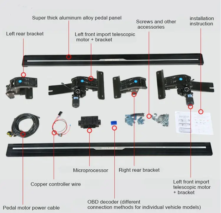 

LED Lights Electric Pedal Folding Steps Deployable Car Spare Parts Electric Side Step for Ford Bronco(Two Door Version)