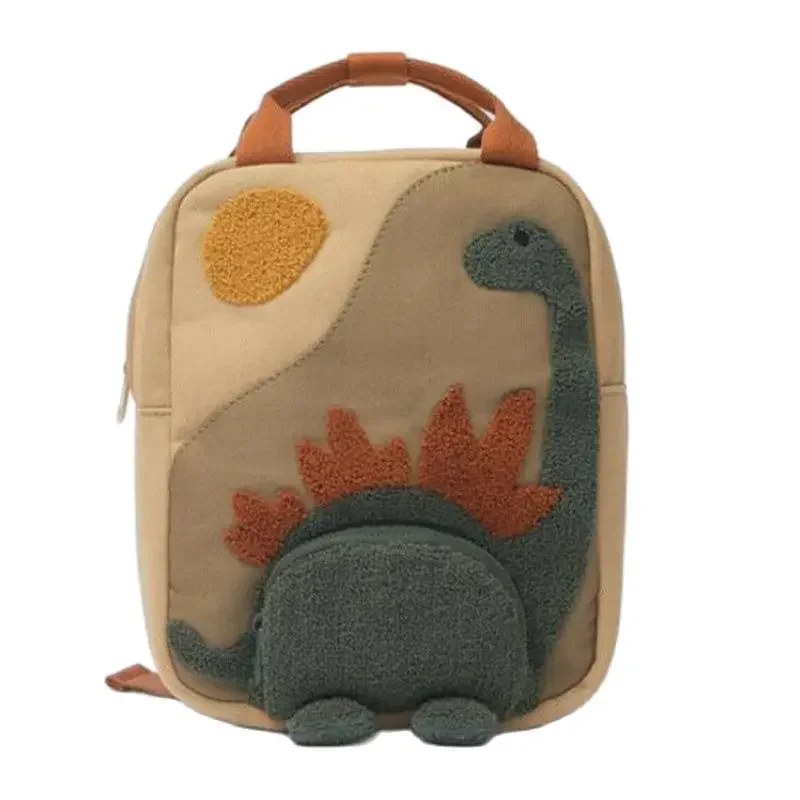 2024 New Kindergarten Children and Students Go To School Shopping Canvas Dinosaur Embroidery Cartoon Personalized Backpack