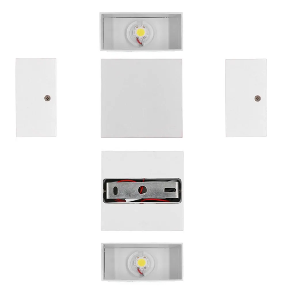 Modern 7W LED Wall Lights AC 85-265V Up Down Lighting LED Wall Sconce Square Shape Aluminum Body Wall Mounted Lamp Living Room
