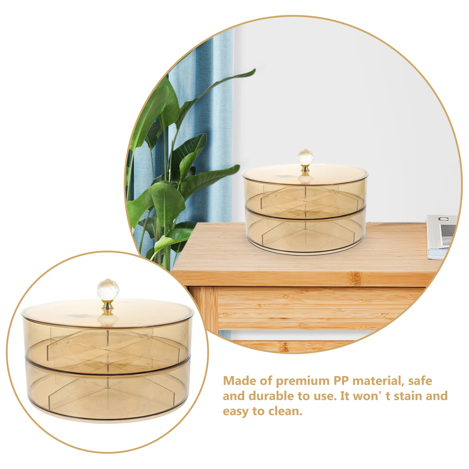 

Plastic Snack Storage Box With Compartments Large Capacity Food Container For Candy Dried Fruit Nuts Round Decorative Serving