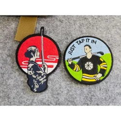 Japanese Samurai Kendo Women Embroidery Patch JUST TAP IT IN Men Golf Outdoor Backpack Armband Decoration Patches for Clothing