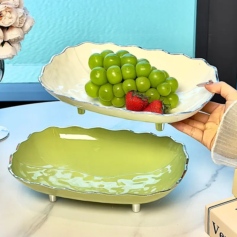 

Acrylic High Beauty Fruit Tray, Anti Drop Dim Sum Tray, Living Room Coffee Table Sugar Fruit Tray,practical Decoration