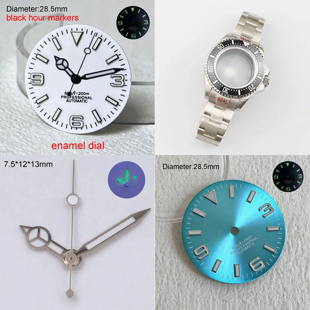 28.5mm NH35 S Logo Dial Pink Blue White Black Enamel Dial for NH35 Movement m124270-0001 Modification Parts 3-6-9 S Dial NH35