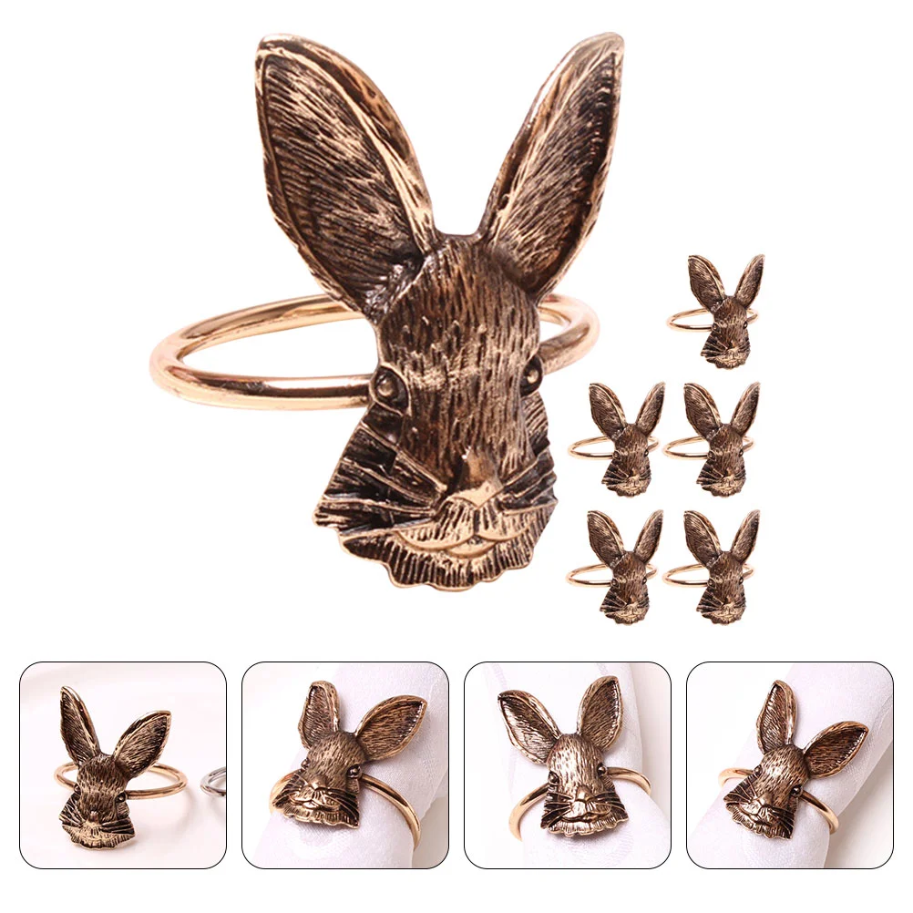 

6pcs Rings Golden Napkin Holder Reusable Elegant Thanksgiving Party Serviette Holders Dining Decorations