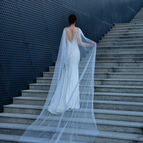 Imagen 2 del producto Bolero de boda, capa nupcial, velo, capa, chal, capa de noche suave, chaqueta, cubre hombros para novia, accesorios de boda VG64