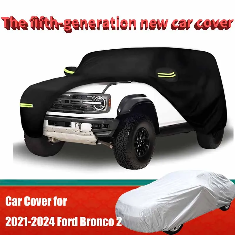 

Автомобильные чехлы на Ford Bronco 2021-2024 гг., 2-дверный (черный), 210T, водонепроницаемый капот на открытом воздухе