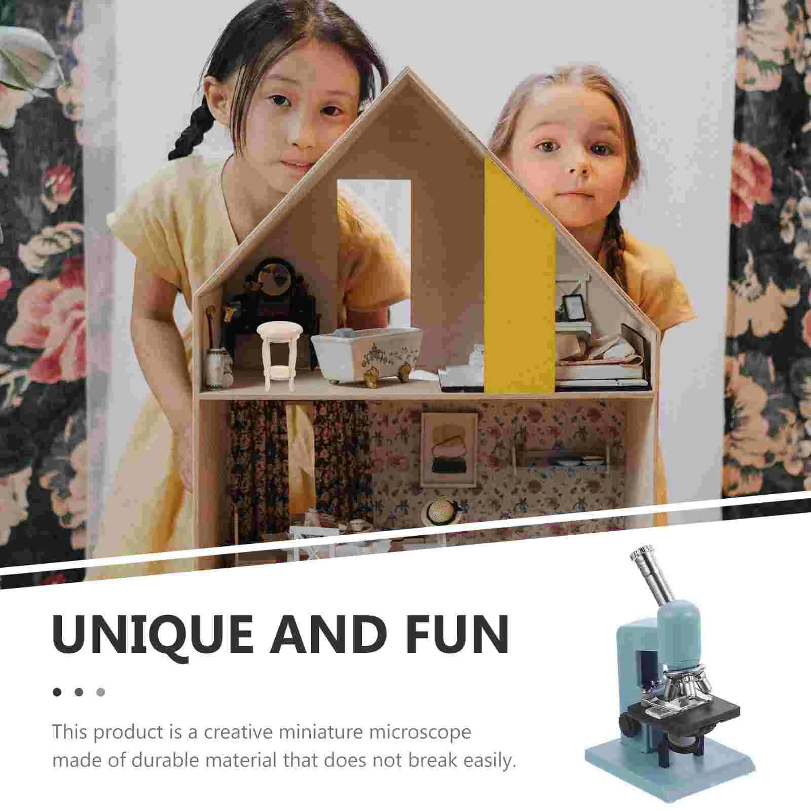 Miniature White Simulation Microscope Dollhouse Experiment Scene Decorative Toy Model Realistic Play Accessories Mini House