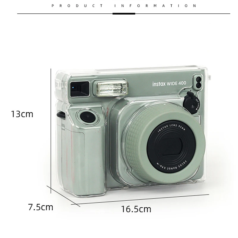 Crystal Hard Case / กระเป๋าหนัง PU สําหรับกล้อง Fujifilm Instax Wide 400 พร้อมสายสะพาย