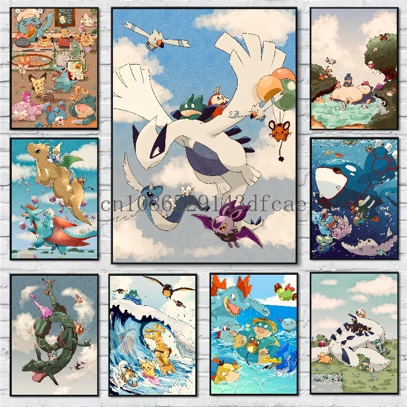 

Pokemon Anime Character Lugia Poster Canvas Painting Suitable for Fashion Home Room Wall Decor Mural Christmas Children Gift