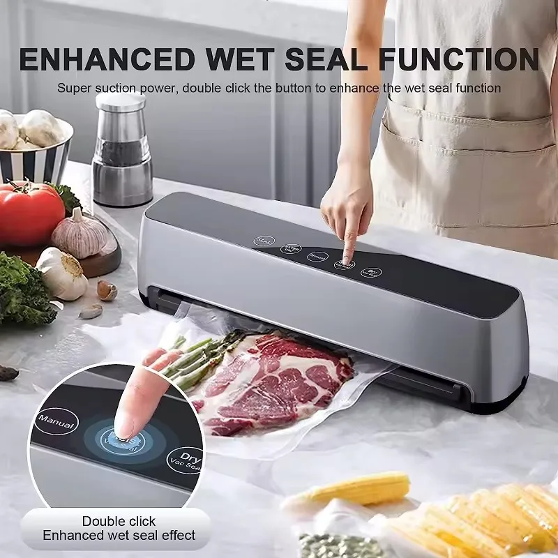 XIAOMI110V/220V Touch Food Vacuum Sealer Wet And Dry Dual-purpose Household Vacuum Packaging Machine With Free 10pcs Vacuum Bags