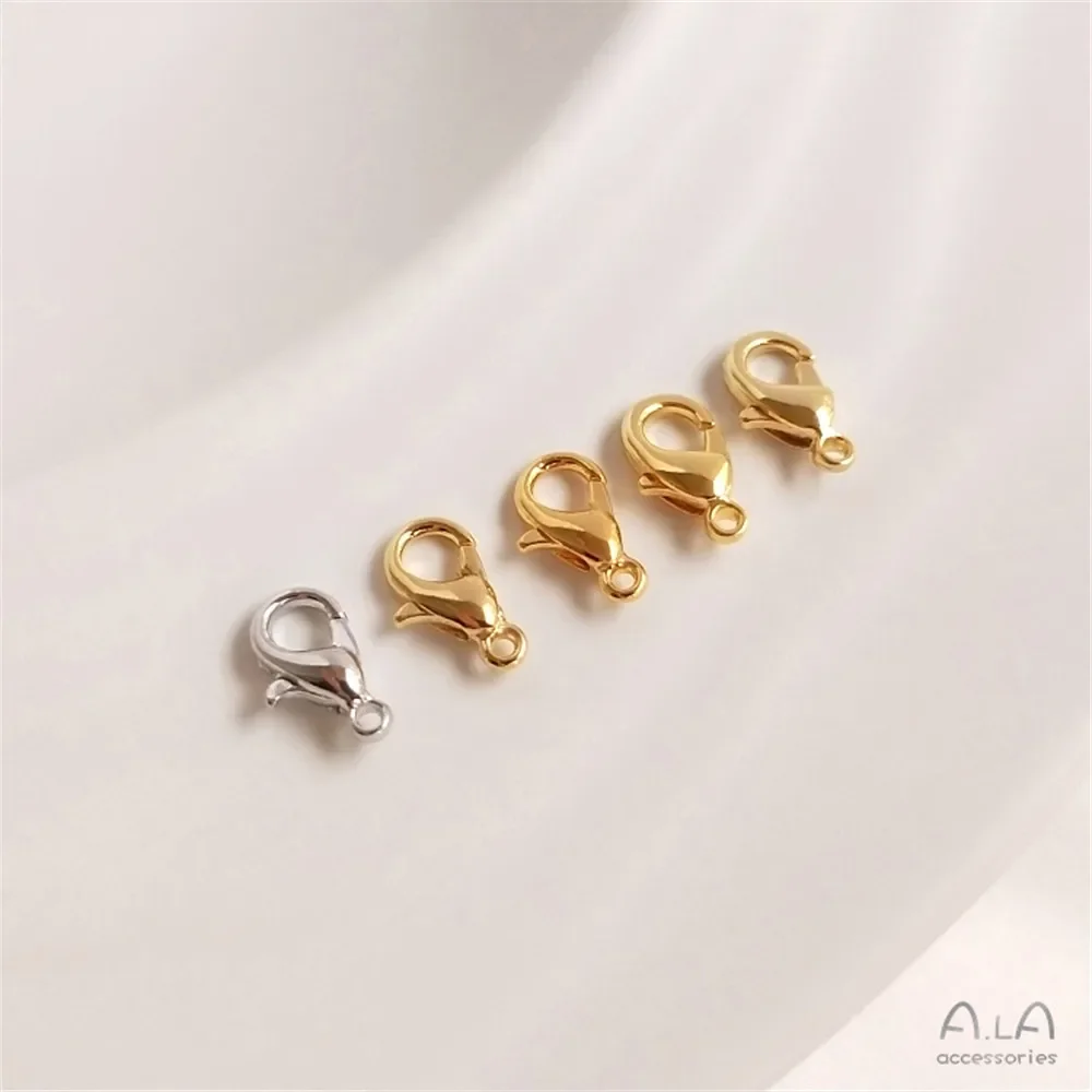 14K gold plated 18K true gold lobster clasp jewelry bracelet with end connection spring clasp DIY accessory material