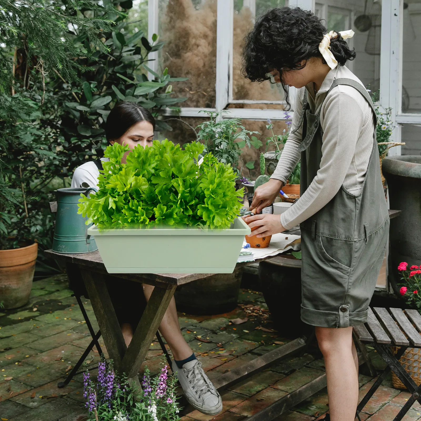 

Набор из 3 легких пластиковых контейнеров для выращивания овощей и цветов, садовые горшки для балкона с дышащим дренажным дизайном