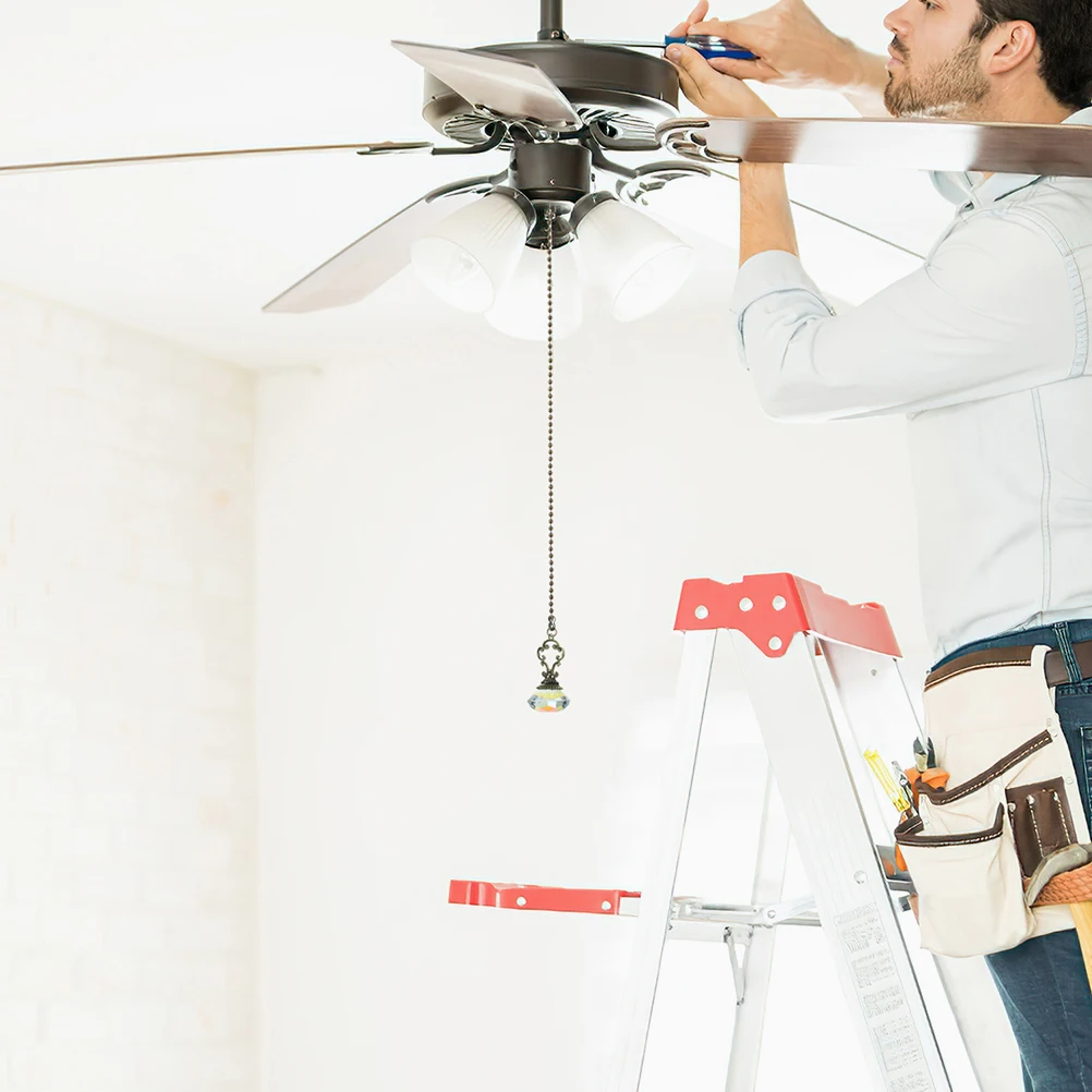 

2 pcs Ceiling Fan Light Pull Chain White Crystal Retro Bronze Pendant Lamp Chain For Home Decor Bathroom Closet Light Fixture