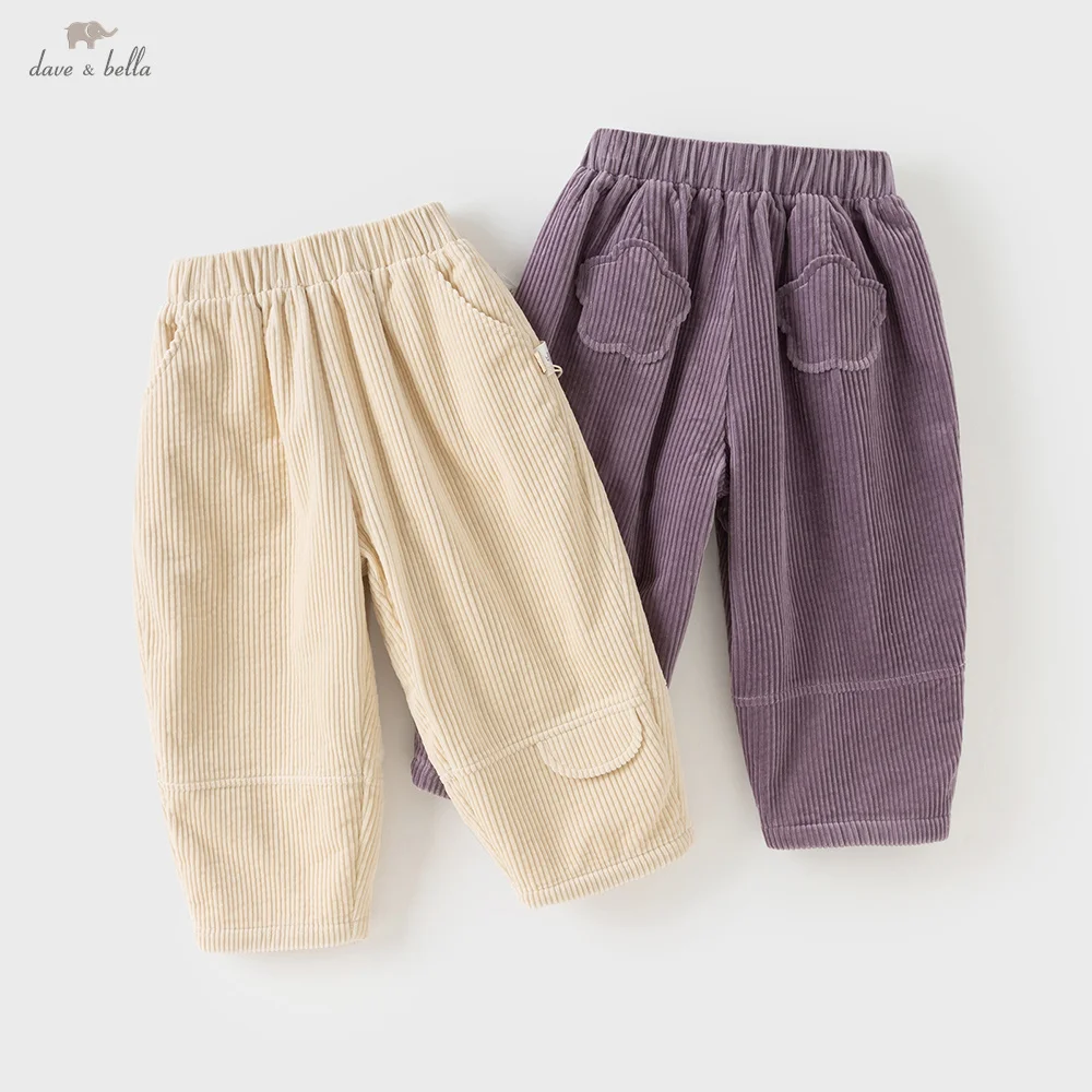 

Плюшевые штаны Dave Bella для девочек, осенне-зимние детские толстые вельветовые брюки с эластичной резинкой на талии, теплая верхняя одежда, детская одежда DB4254628