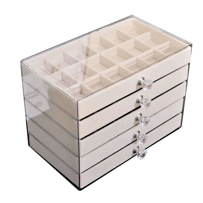 

ABWP-Acrylic Jewelry Organizer With 3 Drawers Stackable Display Storage Earrings Necklace Bracelets Box Holder Case