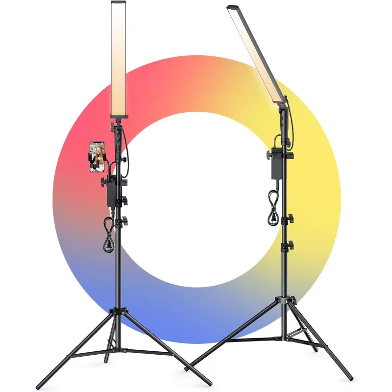 

LED Photography Lighting Kit, LED Light Photography Studio, Continuous Fill Light (45W, 2700K-6500K, 97CRI, 78 Inch Stand)