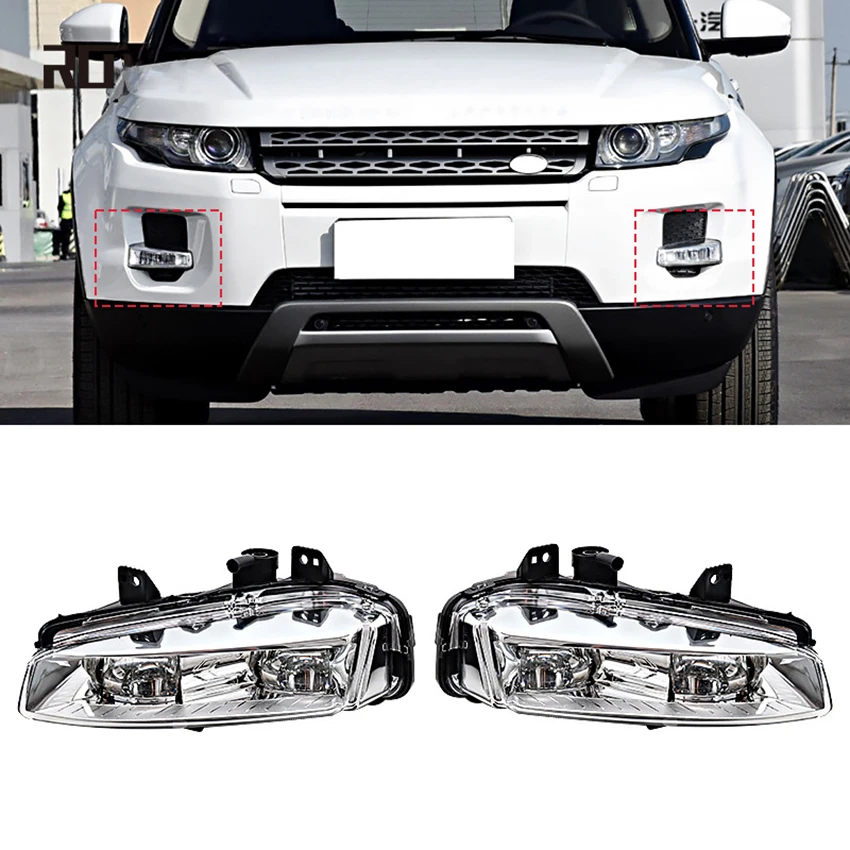 

LED Headlight Fog Light Assembly for Land Rover Range Rover Evoque 2012-2015 Daylight Grill Bezel Fog Lamp DRL Car Accessories