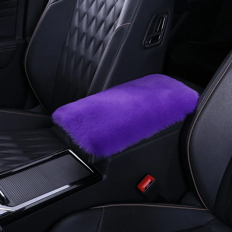 Soft Furry Polyester Armrest Box Pad Cover Center Console Box Armrest Pad Cushion Women  Accessories Universal Fit