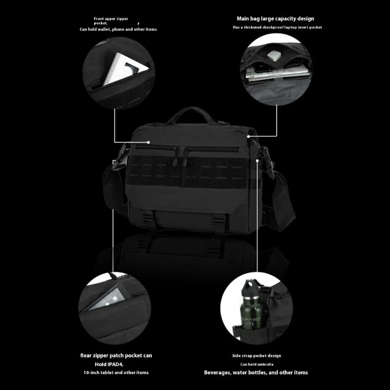 

Tactically Messengers Bag Hiking Crossbody Single Backpack Work Gear Handbag Fishing Lures Storage Bag Computer Backpack