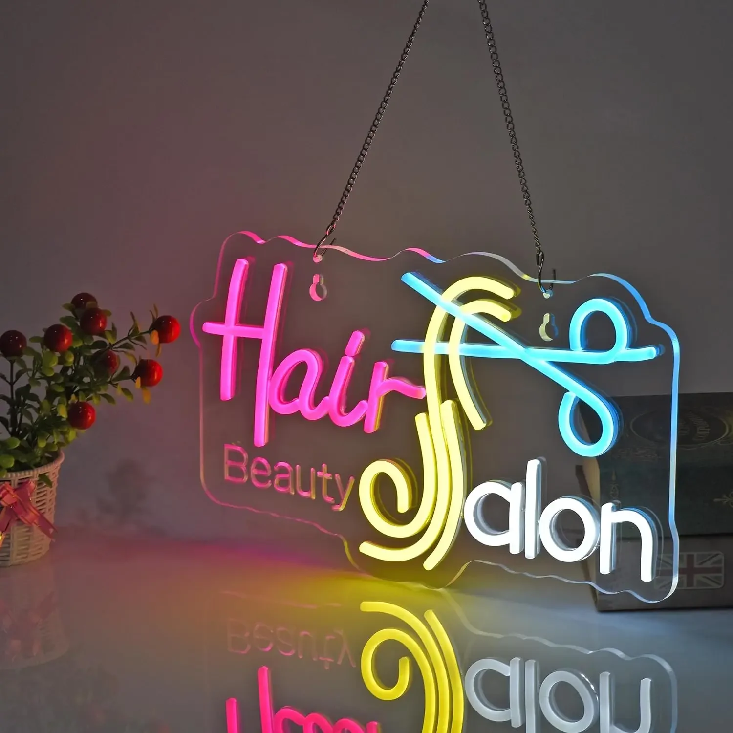 Hair Salon Neon Sign LED Neon Lights Hanging Wall Art Decoration Business Beauty Makeup Room Barber Shop Lash Studio USB Powered