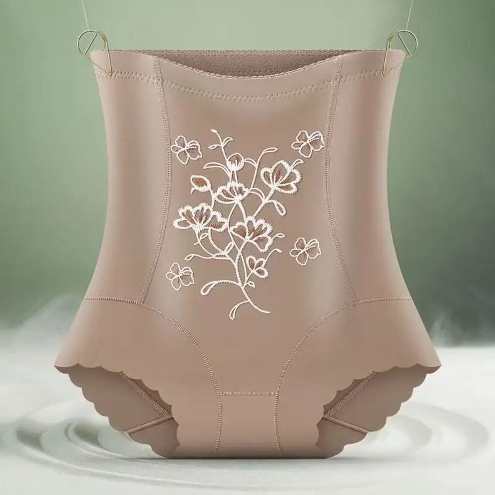 하이웨이스트 산후 보정 속옷 플로럴 팬티 심리스 팬티 복부 수축 자수 꽃무늬