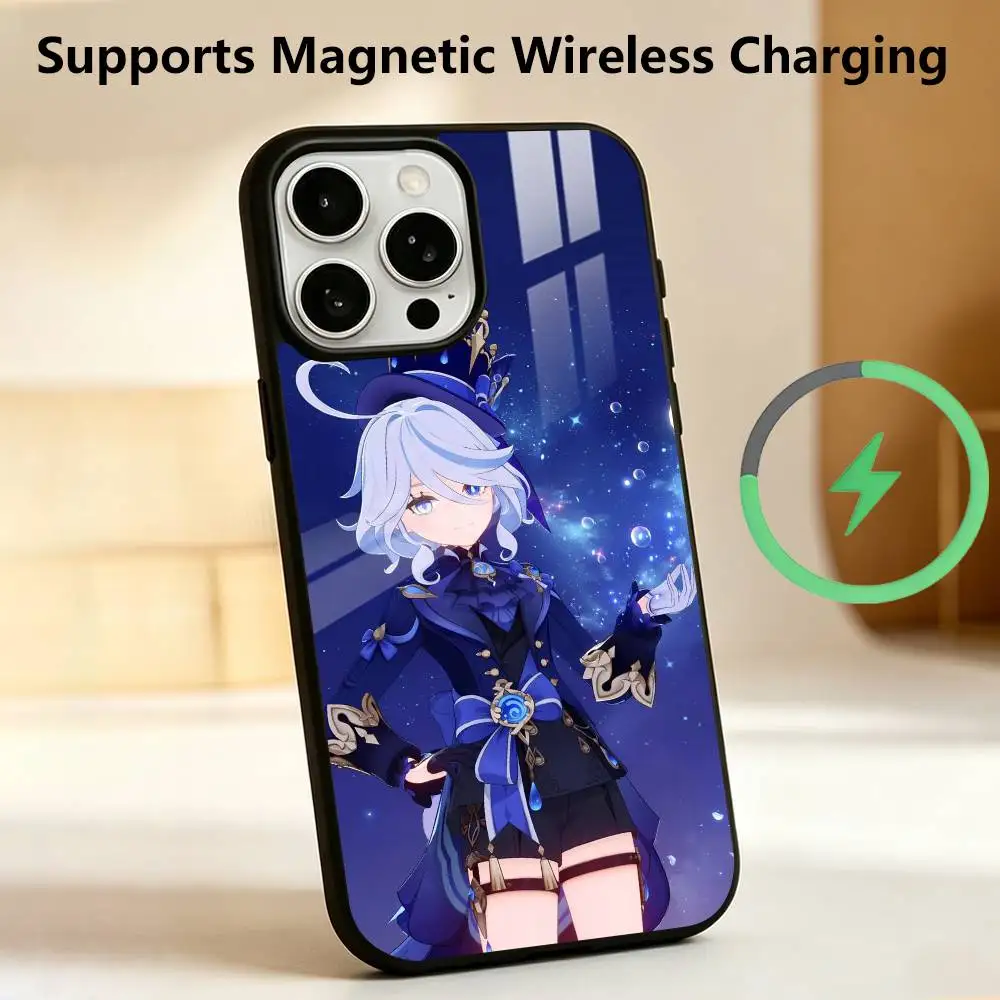 Genshin Impact Furina  Phone Case For iPhone17,16,15,14,13,12, Compatible with magnetic wireless charging