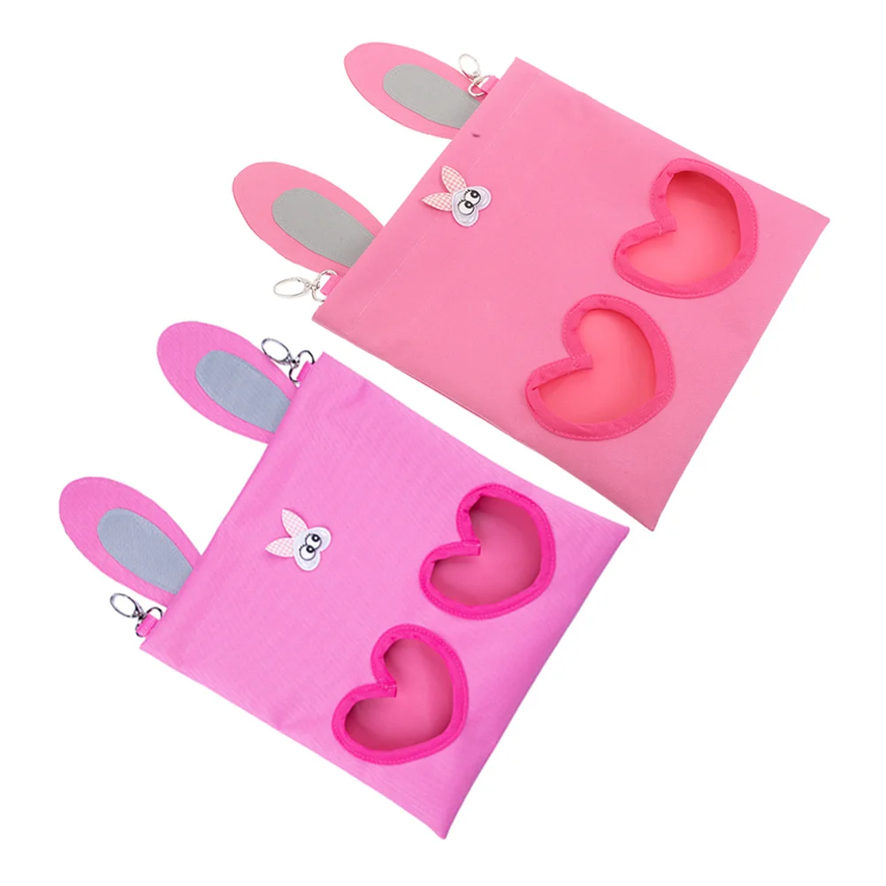 

2pcs Pet Hay Bags Cute Bunny Design Hay Dispenser For Rabbits Chinchilla Small Animals Hanging Feeder Bag Durable Washable