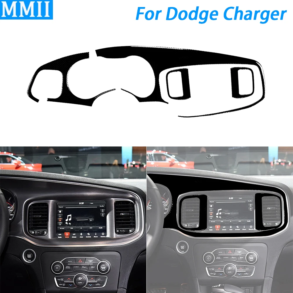 

For Dodge Charger 2015-2022 Piano Black Speedometer Air Outlet Navigational Panel Set Cover Car Interior Accessories Sticker