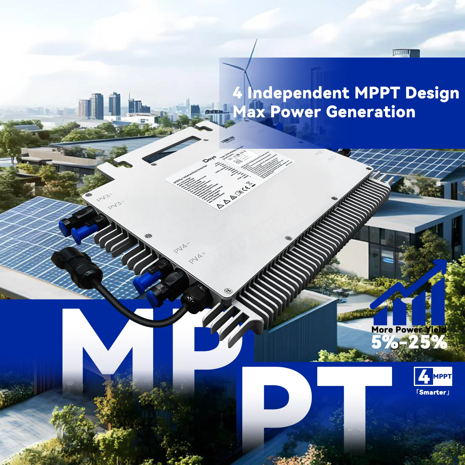Micro Inverter Deye da 2000W con MPPT e Funzione Anti-Riflusso, Supporta 4 Pannelli Fotovoltaici, Convertitore Solare Grid-Tie IP67