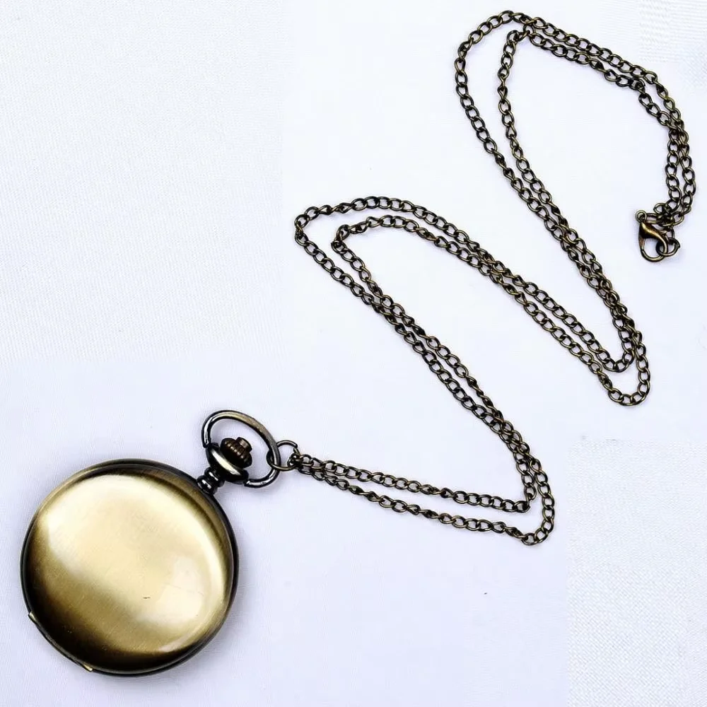 8087Silver Pocket Watch Smooth And Bright Fashion Retro Two-faced Pocket Watch  With Necklace Pocket watch