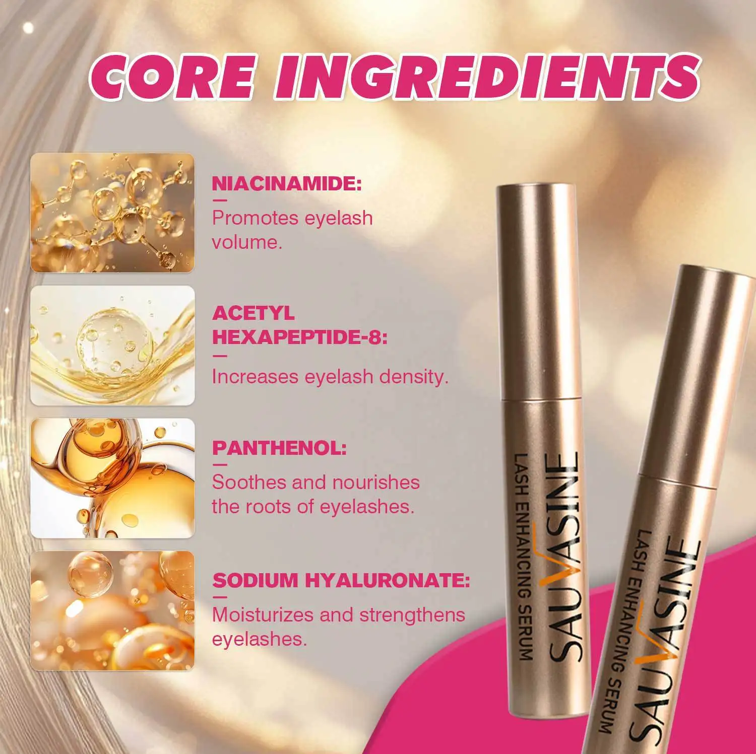 Sérum de croissance rapide des cils, 28 jours, rehausseur de cils naturels, sourcils plus longs et plus épais, produits de beauté pour les yeux