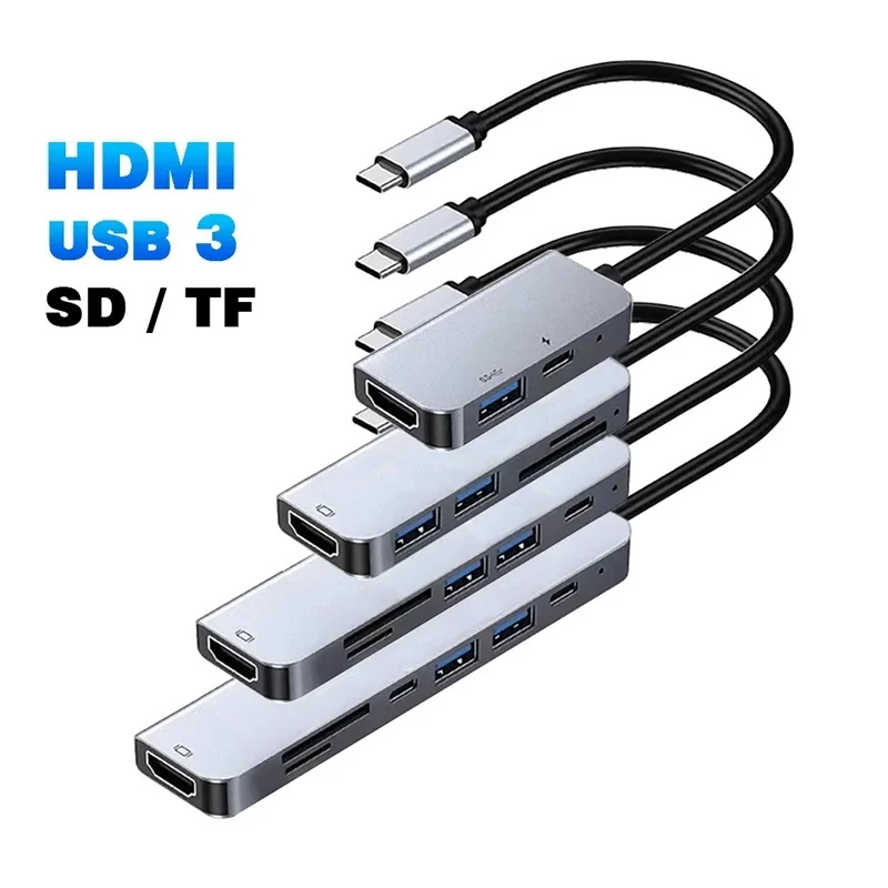 USB C to HDMI Docking Station Multiport Adapter Type-C Hub Output USB 3.0 Port Charging Port 100W For MacBook Sumsang Phone