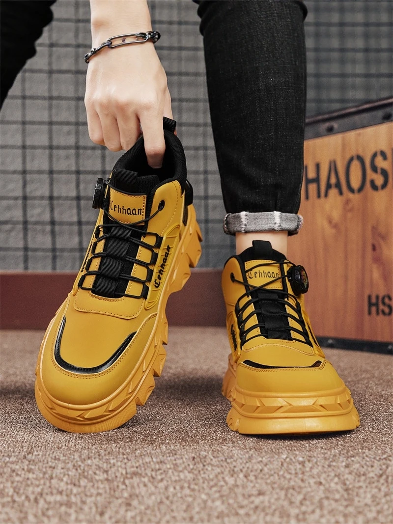 أحذية مارتن رجالية عالية الرقبة للخريف والشتاء، مقاومة للماء ومضادة للانزلاق، ذات نعل سميك لزيادة الطول، مناسبة للتسلق والعمل...