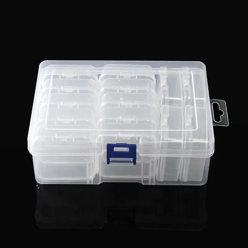 1 Set DIY Pill Seed Beads Jewelry Nail Art Material Organizer Box Transparent Rectangular Plastic Storage Box Jewelry Accessory
