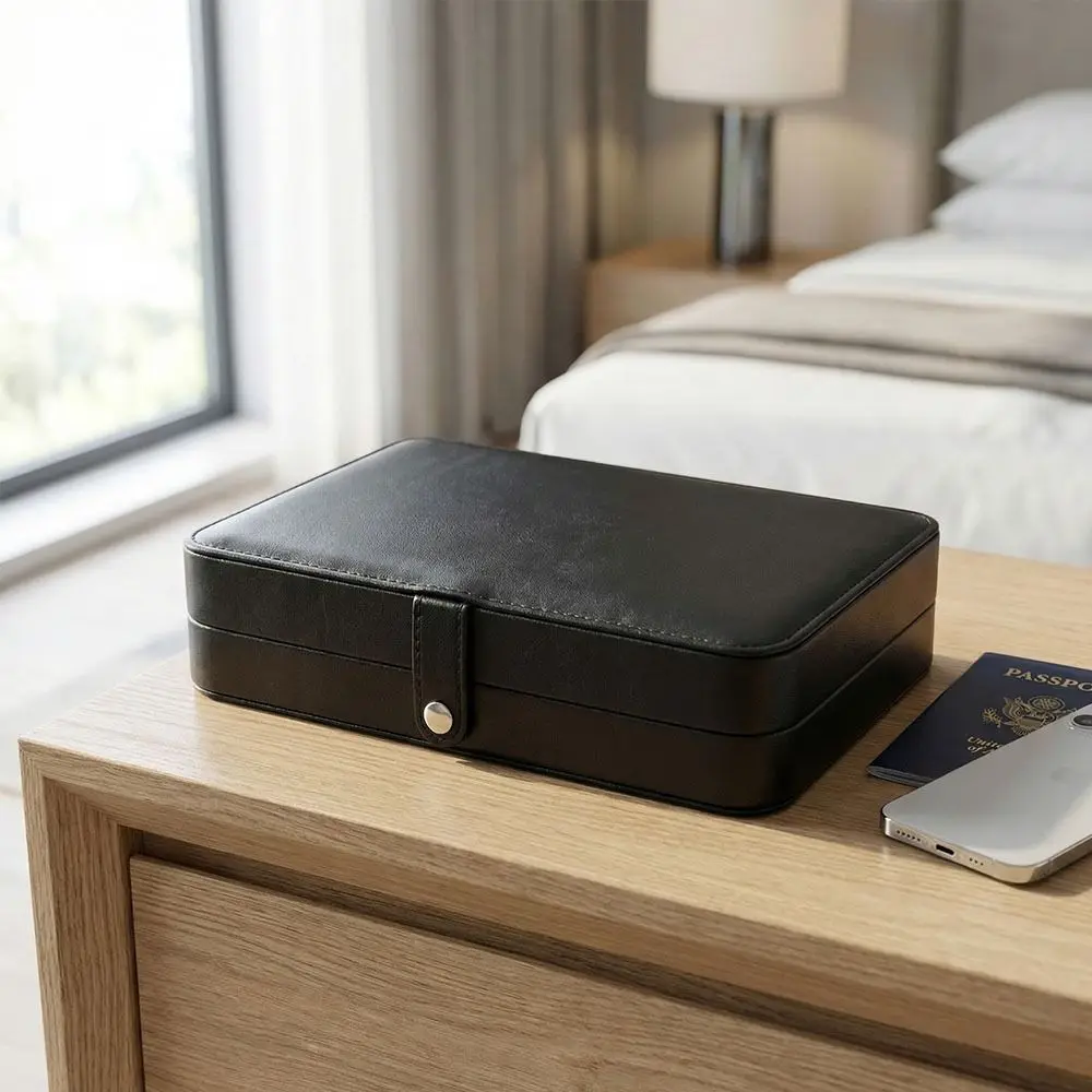 High Capacity Jewelry Storage Box Solid Color Anti-Oxidation Jewelry Display Case Exquisite Leather PU Necklace Storage Case