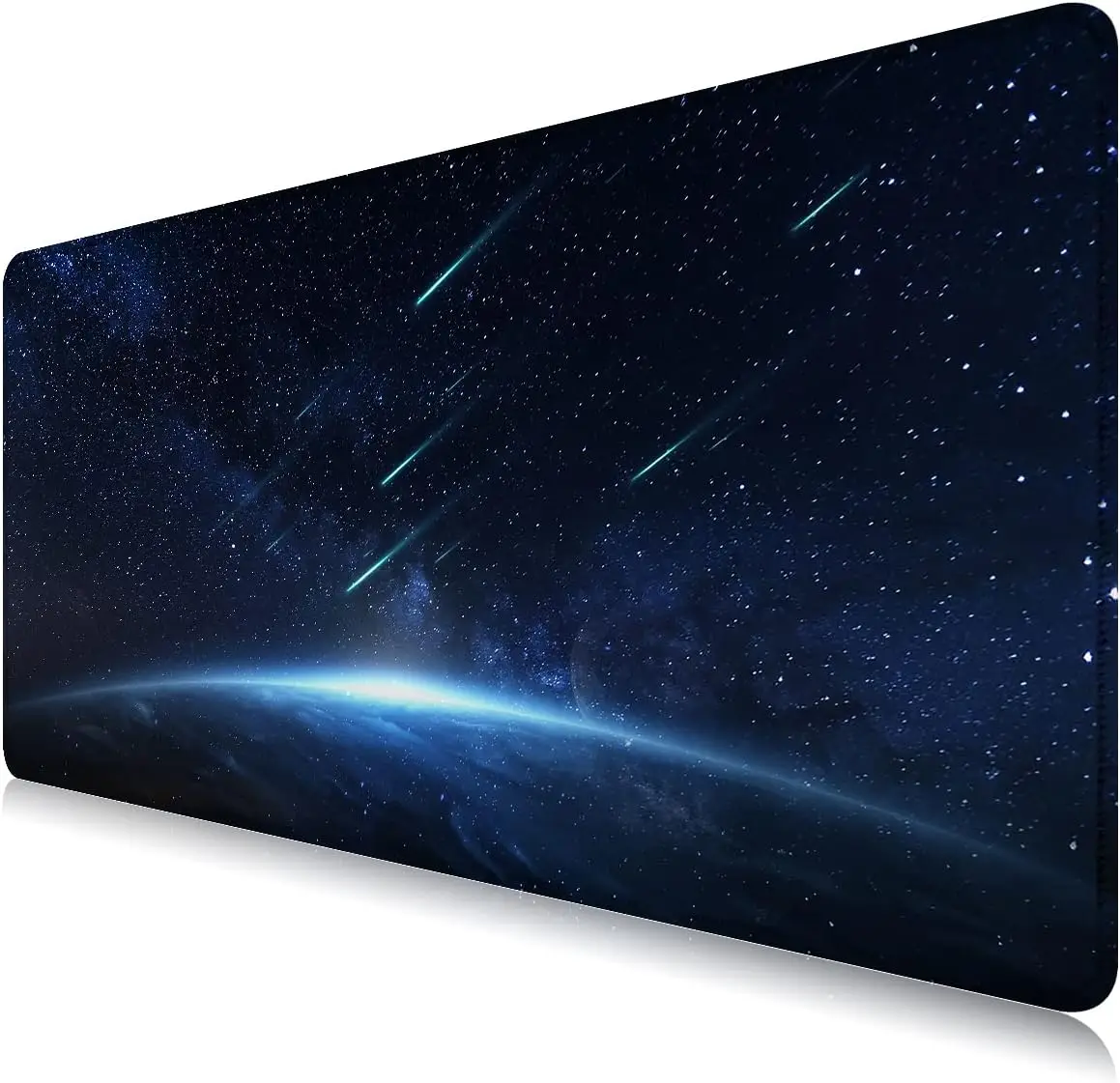 

Черный коврик для мыши Galaxy, расширенный коврик для мыши XXL 35,5x15,8 дюймов, большой коврик для мыши с планетами, большой коврик для мыши, метеоритный душ для работы и игр