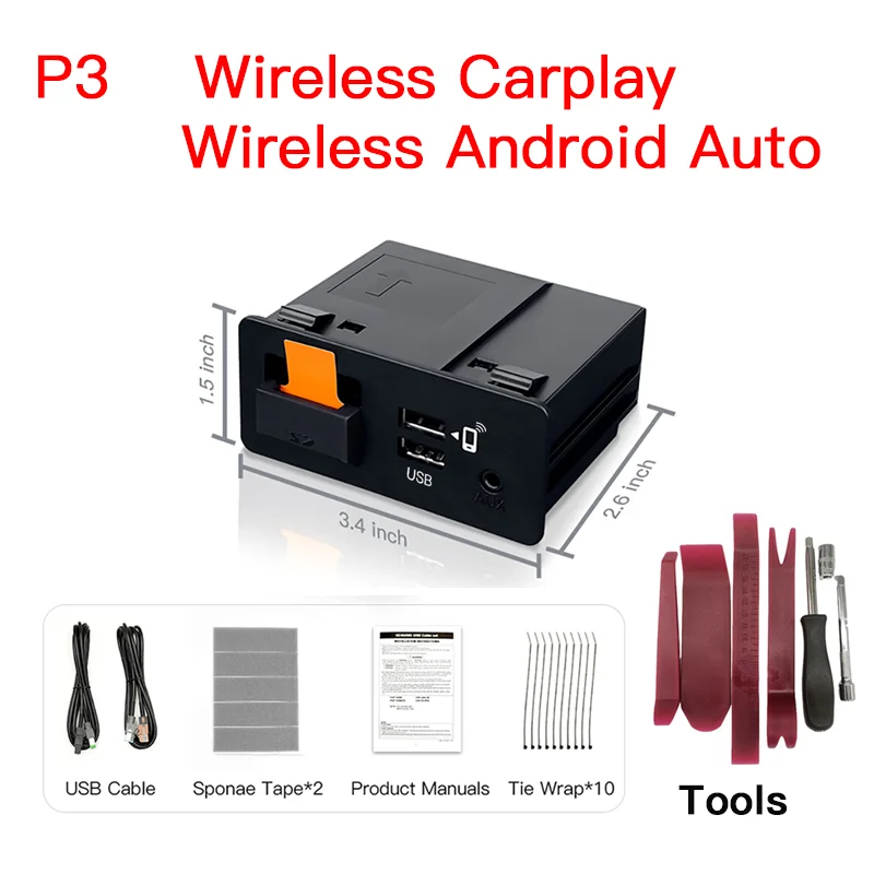 NIEUWE P3 Voor Draadloze Apple CarPlay Android Auto Adapter USB Hub OEM voor Retrofit Mazda 2 3 6 CX3 CX5 CX8 CX9 MX5 TK78669U0C Kit