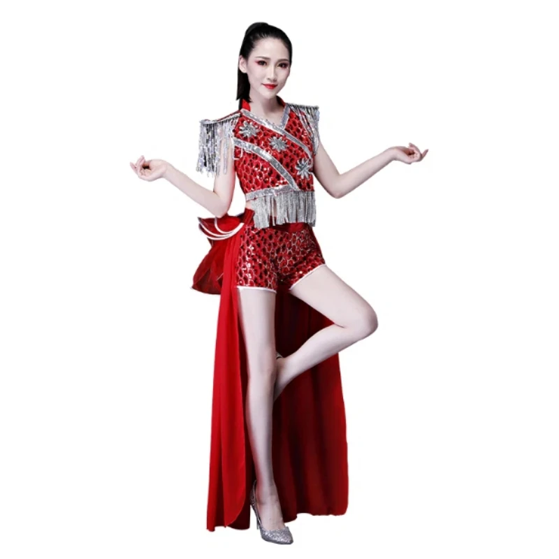 Modern Dance Costumes, Women's Jazz Dance Performance Costumes, Sparkling Tassel Tailcoats, Adult Ball Costumes