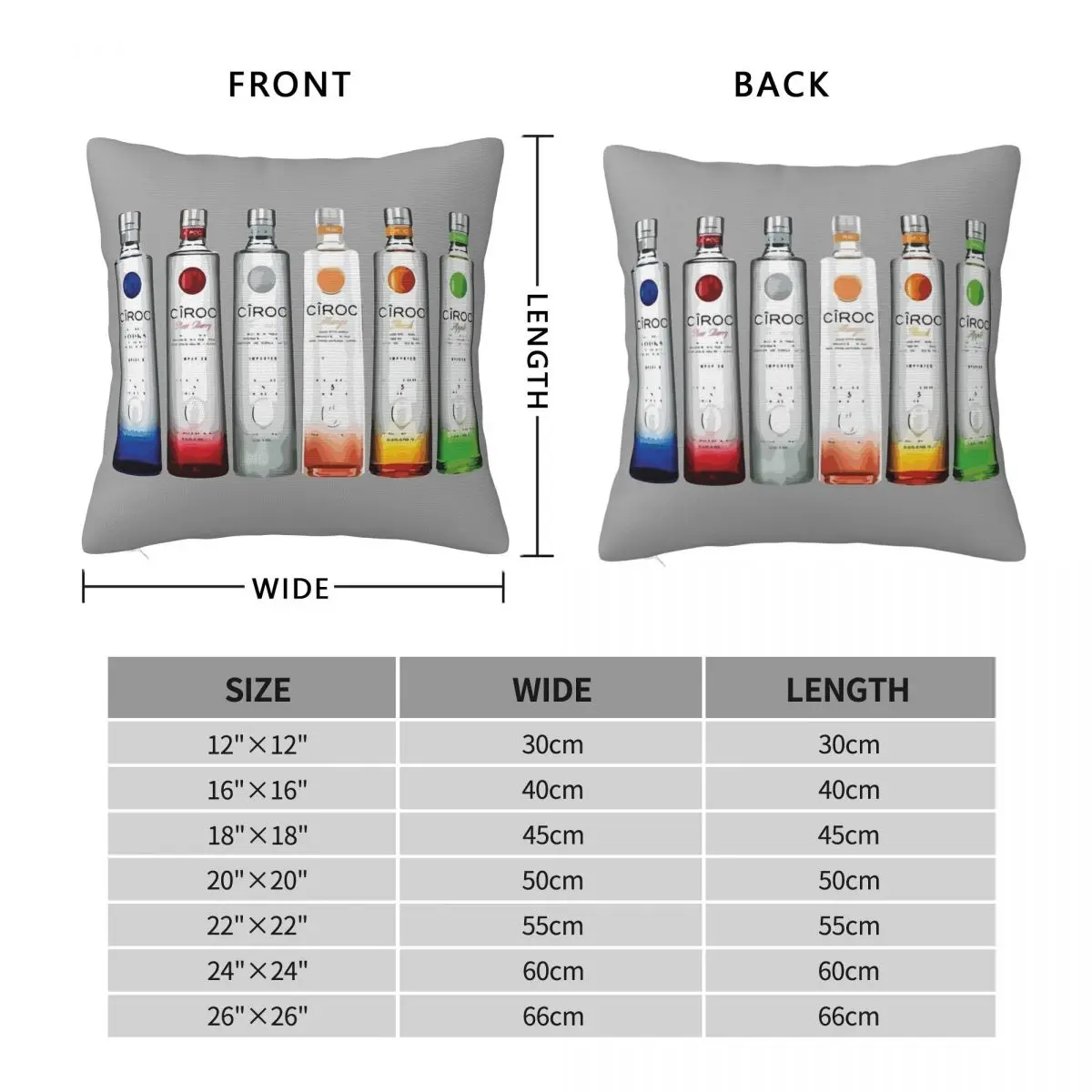 Ciroc Alcohol Vodka Square Pillowcase Polyester Linen Velvet Creative Decorative Throw Pillow Case Home Cushion Cover Wholesale