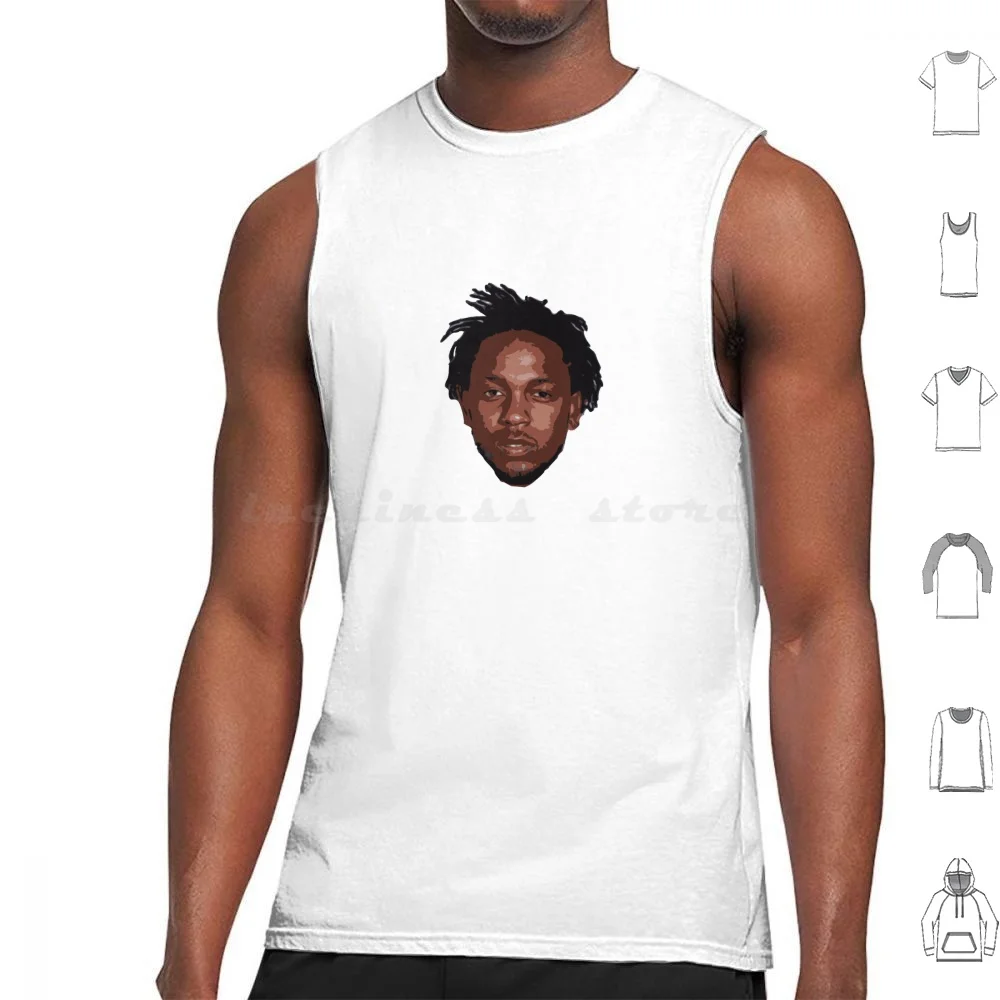 Kendrick Minimal Face Tank Tops Vest Sleeveless Kendrick Lamar Minimal Minimalist Album Cover Rap Rapper Hip Hop Pop Music