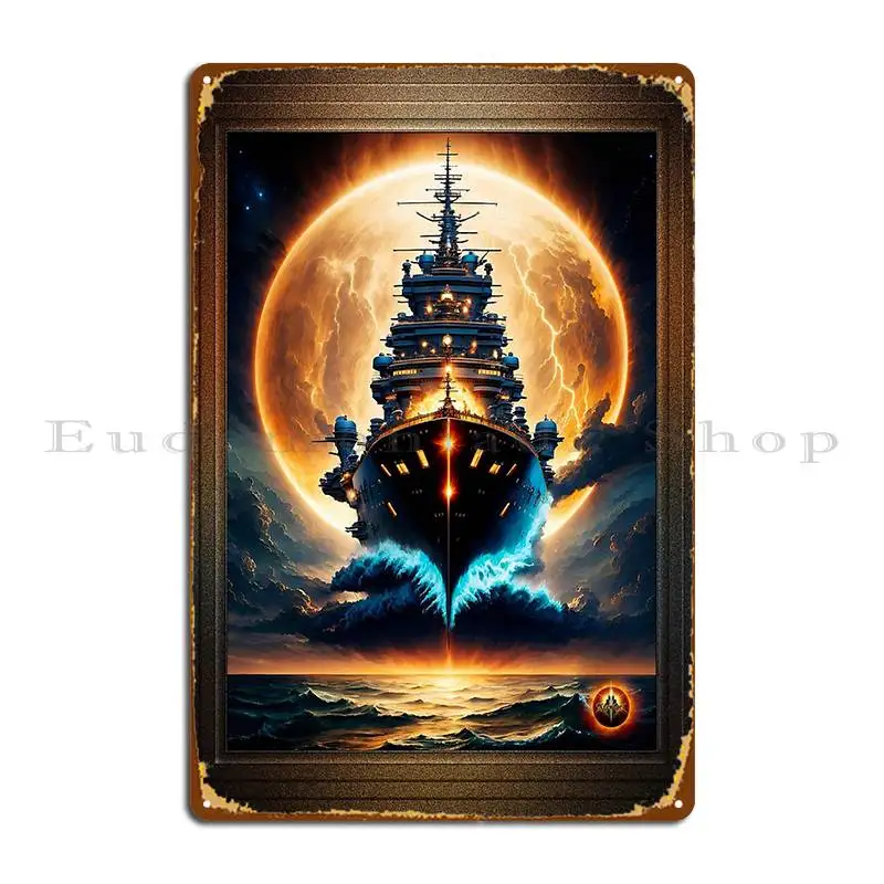 Fantasma galáctico, barco de los mares, leyenda embrujada, concepto Ai, carteles artísticos de Metal, Club, sala de estar, cine personalizado, cartel de estaño
