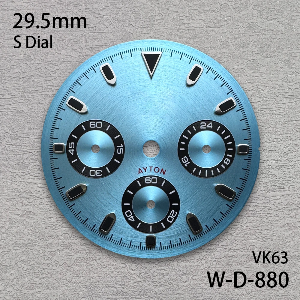 29.5mm DTN Panda S Dial Fit VK63 Movement Green Luminous CD Pattern High-Quality Quartz Watch Modification Accessories