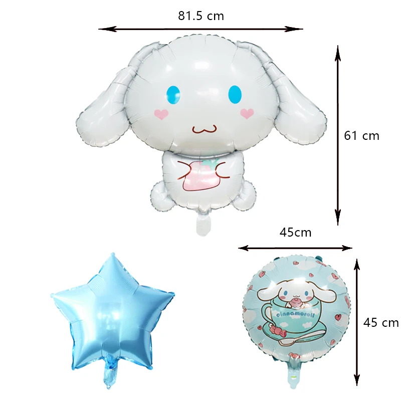 Cinnamoroll Birthday Party Decoration Sanrio Dog Aluminum Foil Balloon Kid Event Supplies Disposable Tableware Banner Backdrop