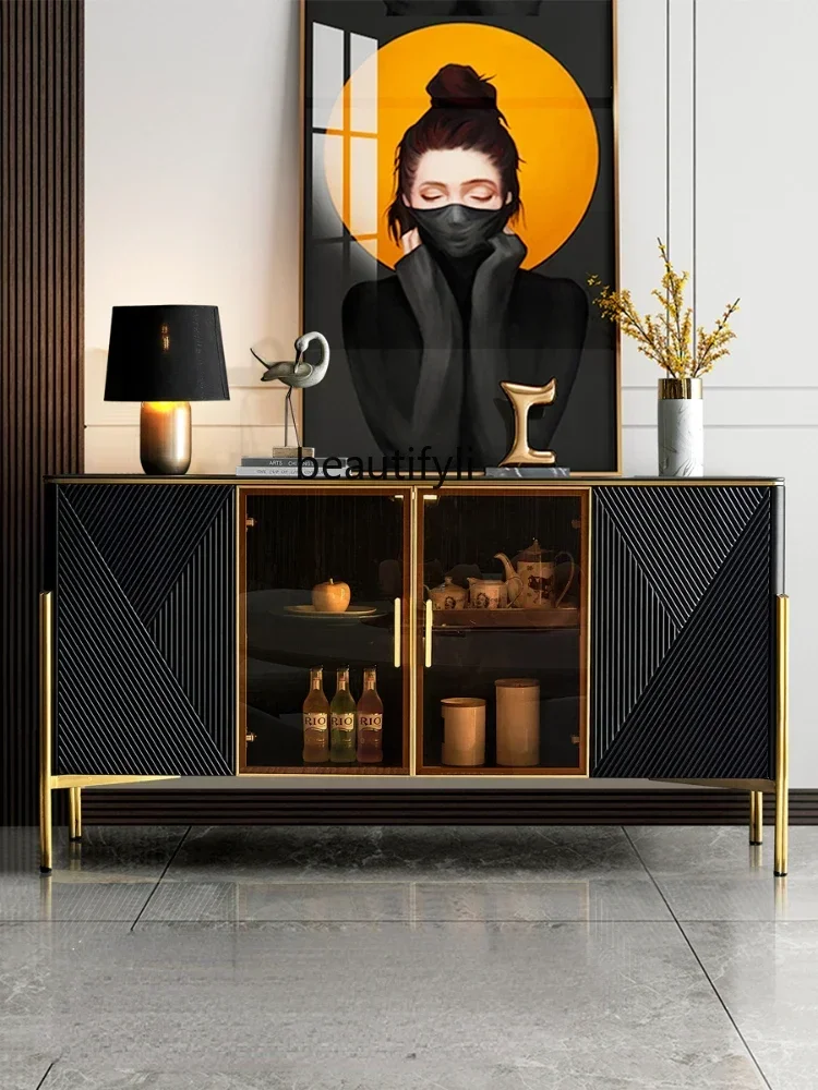 182C Light Luxury Stone Plate Meal  Modern Minimalist Locker Storage Side Tea Cabinet Entrance Cabinet glass cabinet