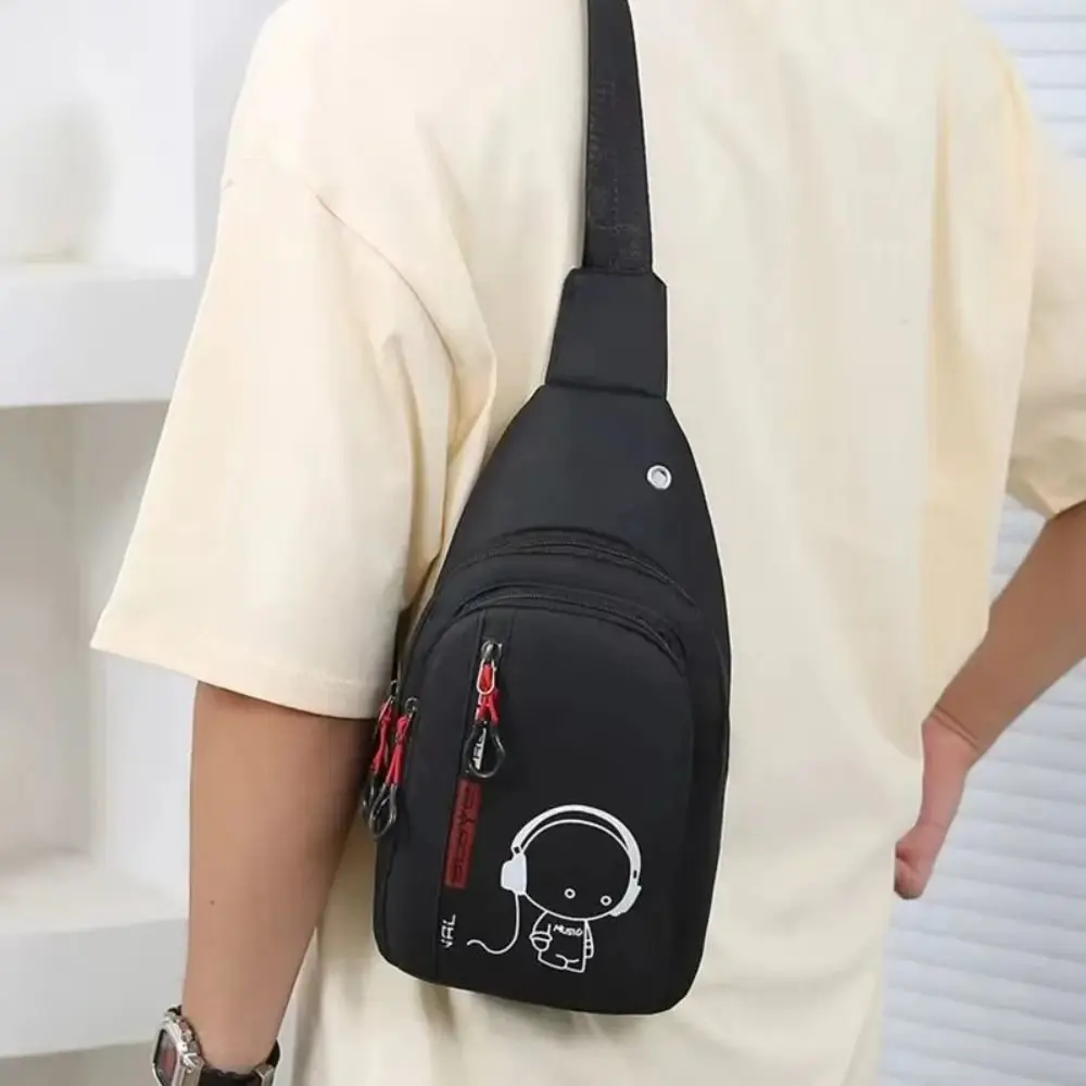 Glow Men's Chest Bag Large Capacity Waterproof Nylon Crossbody Bag Commuting Multifunctional Cycling Shoulder Bag Casual Wear