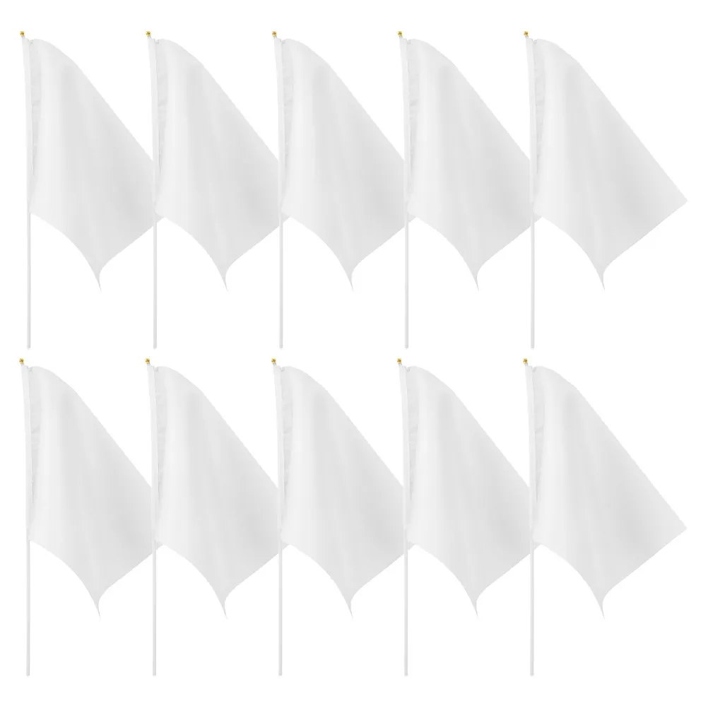 10Pcs DIY Blank Handheld Flags Small Hand Held Signal Flags for Sports Racing Soccer Referee Match Use Sports Equipment